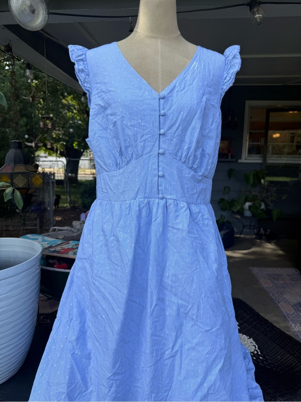 Lane Bryant Light Blue Ruffle-Sleeve Maxi Dress